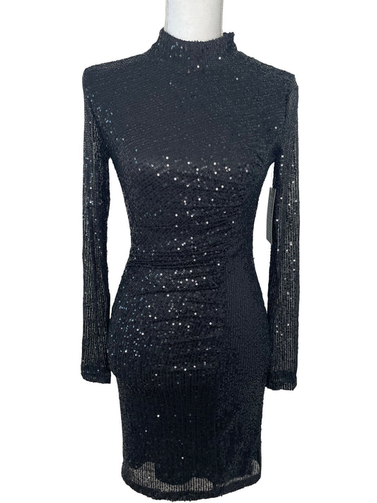 Long Sleeve Sequin Dress in Black