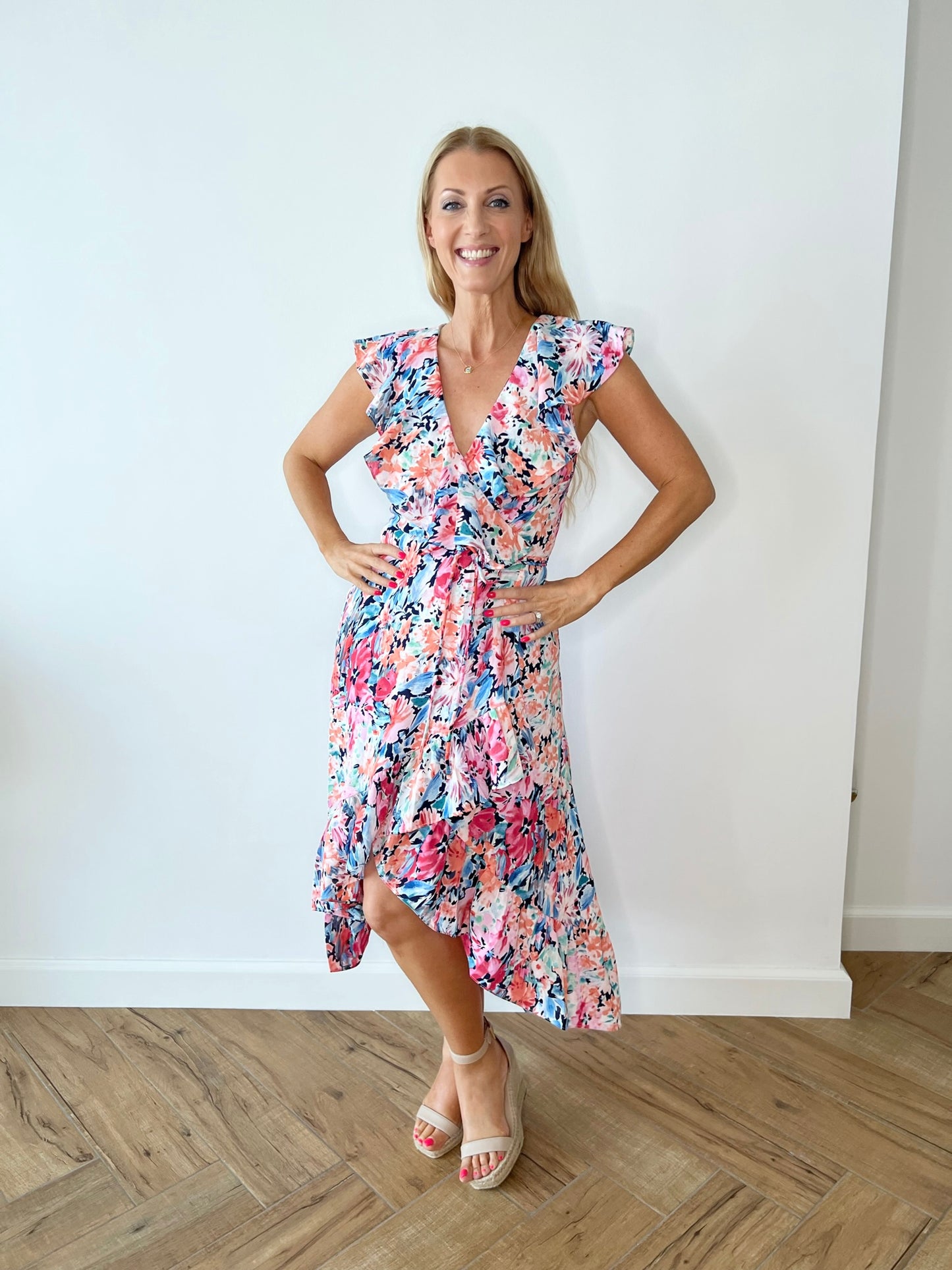 Floral Wrap Midi Dress